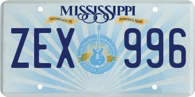 MS license plate ZEX996
