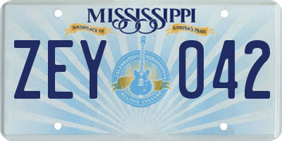 MS license plate ZEY042