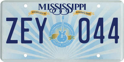 MS license plate ZEY044