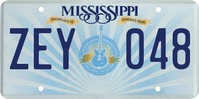 MS license plate ZEY048