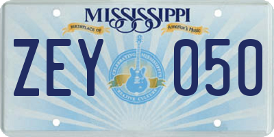 MS license plate ZEY050