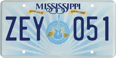 MS license plate ZEY051