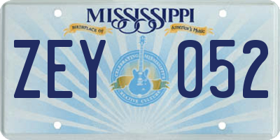 MS license plate ZEY052