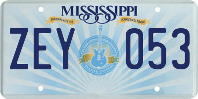 MS license plate ZEY053