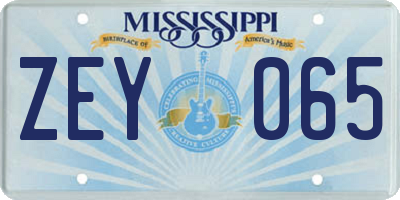 MS license plate ZEY065