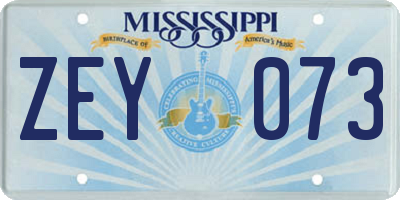 MS license plate ZEY073