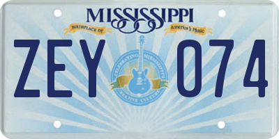 MS license plate ZEY074