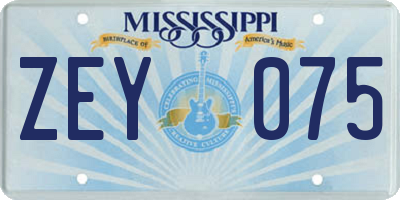 MS license plate ZEY075