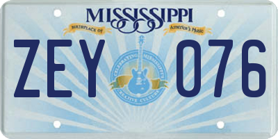 MS license plate ZEY076