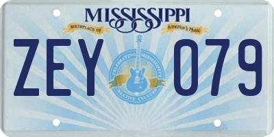MS license plate ZEY079