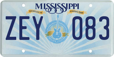 MS license plate ZEY083