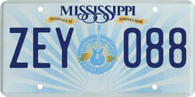 MS license plate ZEY088