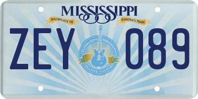MS license plate ZEY089