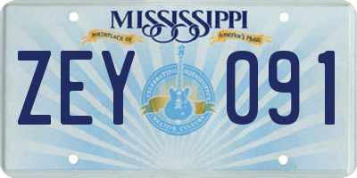 MS license plate ZEY091
