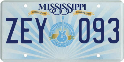 MS license plate ZEY093