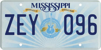 MS license plate ZEY096
