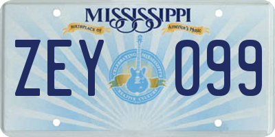 MS license plate ZEY099
