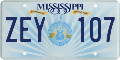 MS license plate ZEY107