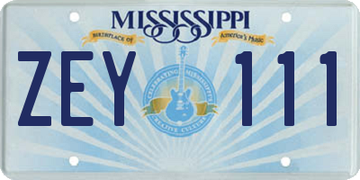 MS license plate ZEY111