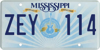 MS license plate ZEY114