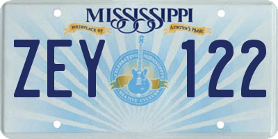 MS license plate ZEY122