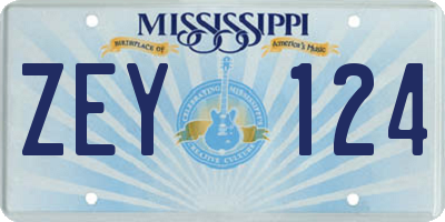 MS license plate ZEY124
