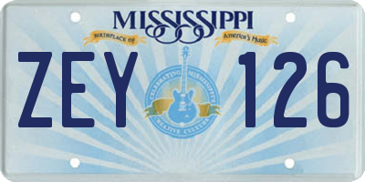 MS license plate ZEY126