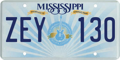 MS license plate ZEY130