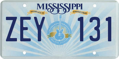 MS license plate ZEY131