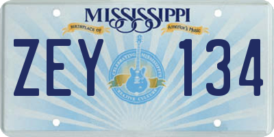 MS license plate ZEY134