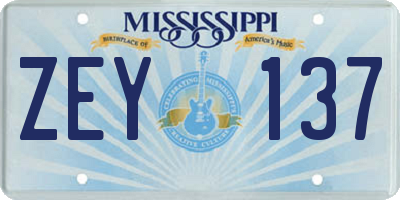 MS license plate ZEY137