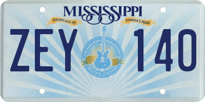 MS license plate ZEY140