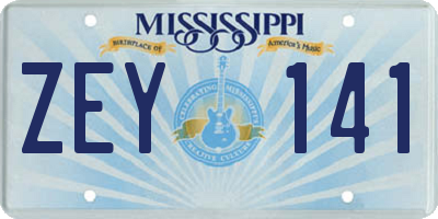 MS license plate ZEY141