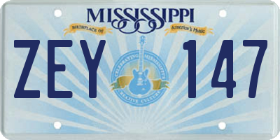 MS license plate ZEY147