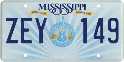 MS license plate ZEY149