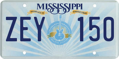 MS license plate ZEY150