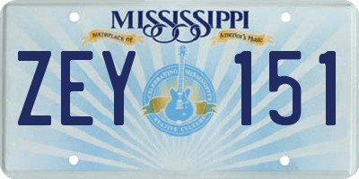 MS license plate ZEY151