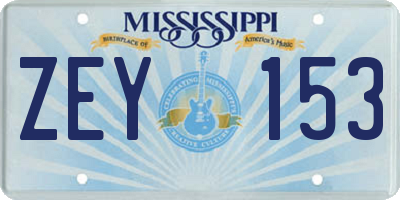 MS license plate ZEY153