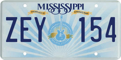 MS license plate ZEY154