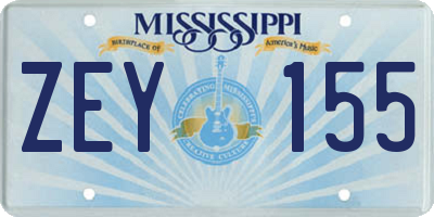 MS license plate ZEY155