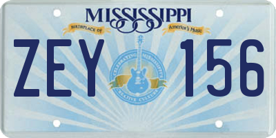 MS license plate ZEY156