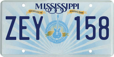 MS license plate ZEY158