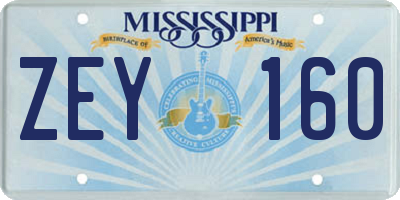 MS license plate ZEY160