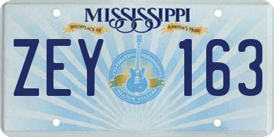 MS license plate ZEY163