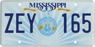 MS license plate ZEY165
