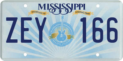 MS license plate ZEY166