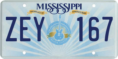 MS license plate ZEY167