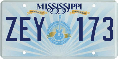 MS license plate ZEY173