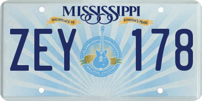 MS license plate ZEY178
