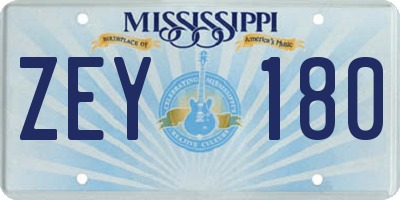 MS license plate ZEY180